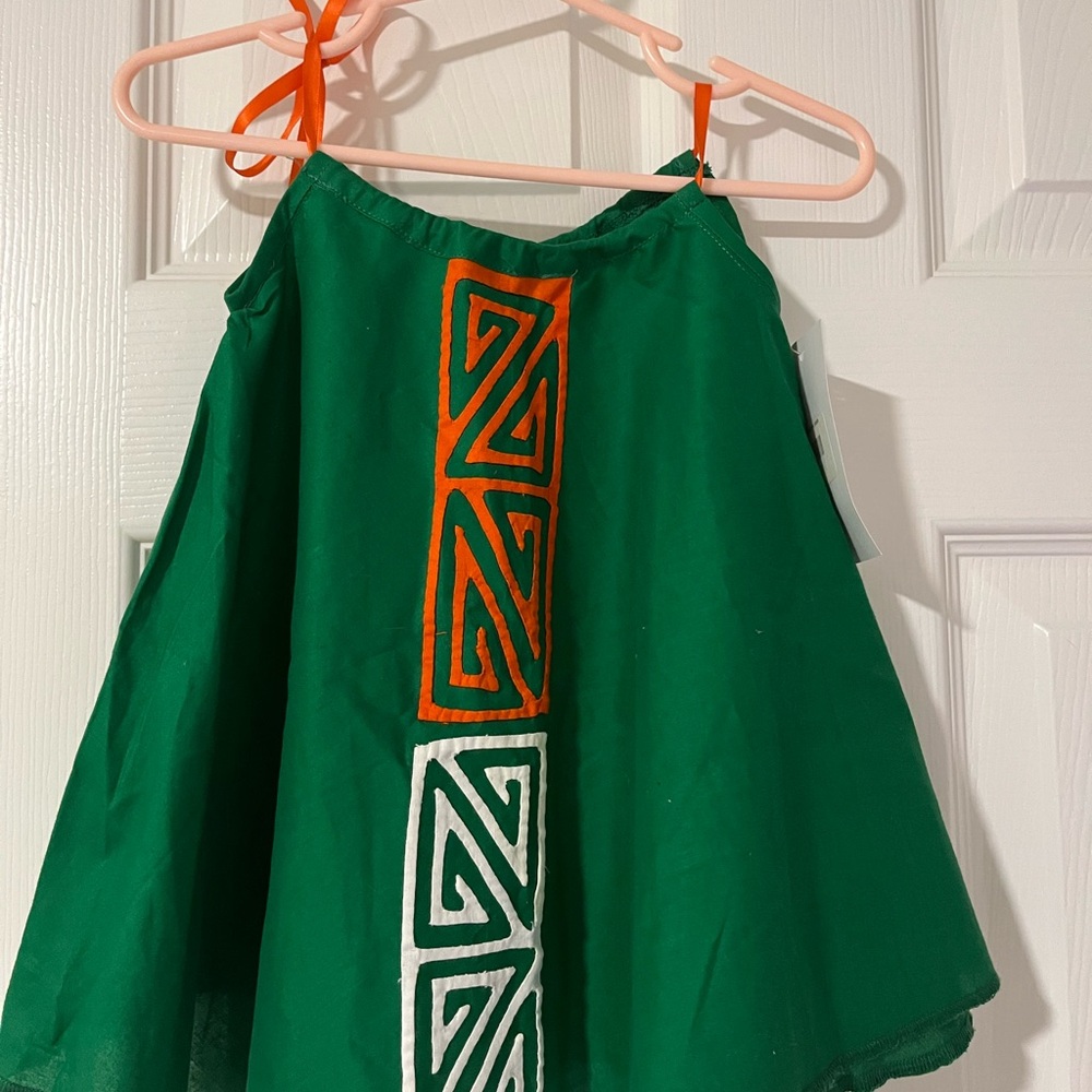 NWT Green Dress with Orange and White Accents from Panama